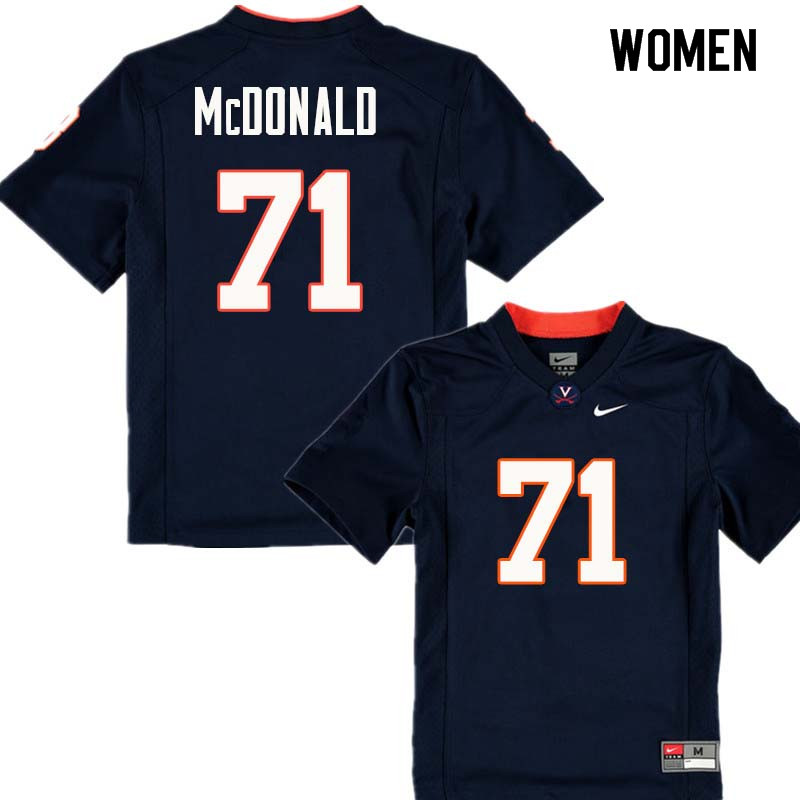 Women #71 Jack McDonald Virginia Cavaliers College Football Jerseys Sale-Navy - Click Image to Close